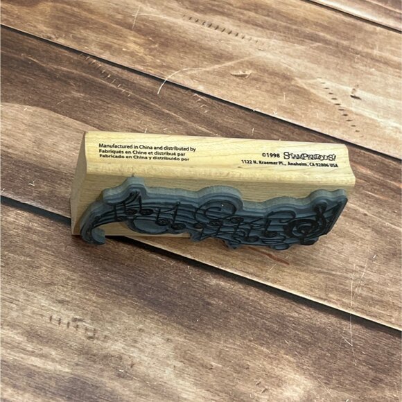 1998 STAMPENDOUS N070 WAVY MUSICAL NOTES WOOD MOUNTED RUBBER STAMP - Picture 3 of 4